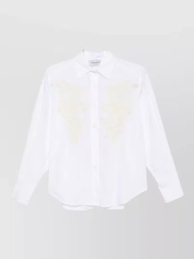Ermanno Firenze Cotton Shirt Embroidered Collared Neck Long Sleeves In White