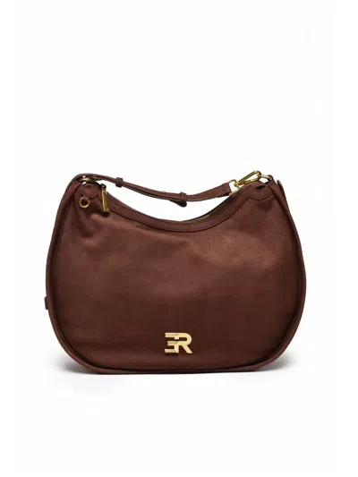 Ermanno Firenze Angelica Shoulder Bag With Curved Silhouette And Gold Accents In Brown