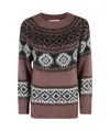 Ermanno Firenze Geometric-pattern Sweater In Brown