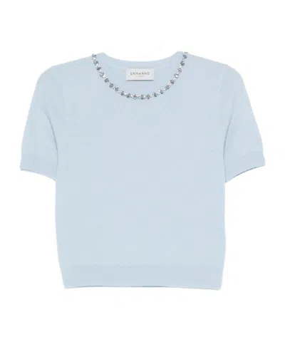 Ermanno Firenze Crew Neck Short-sleeved Sweater In Blue