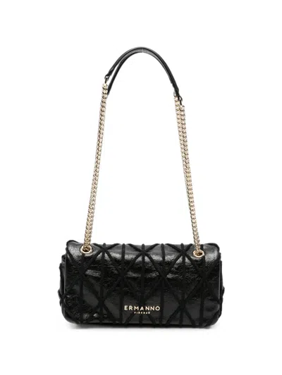 Ermanno Firenze Crinkled-effect Lace-up Shoulder Bag In Pink