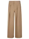 Ermanno Firenze Cropped Camel Trousers With Wide-leg Silhouette In Multi