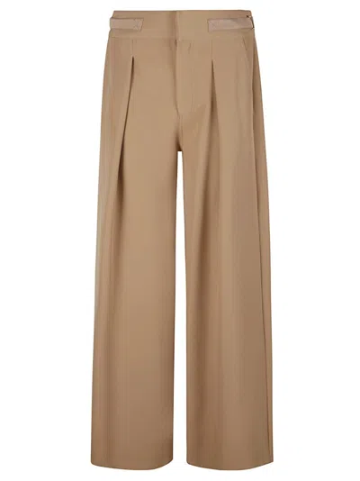 ERMANNO FIRENZE CROPPED CAMEL TROUSERS WITH WIDE-LEG SILHOUETTE