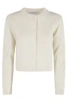 Ermanno Firenze Cropped Cardigan With Applique Embroidery In Neutral