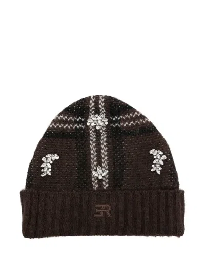 Ermanno Firenze Crystal-embellished Beanie In Brown