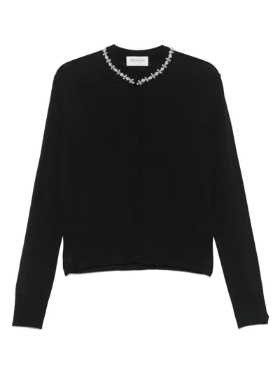 Ermanno Firenze Crystal-embellished Cardigan In Black