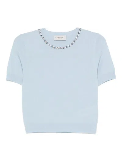 Ermanno Firenze Crystal-embellished Sweater In Blue
