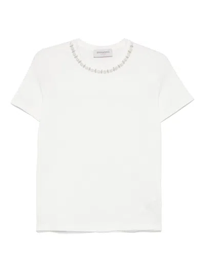 Ermanno Firenze T-shirt Mit Kristallen In Weiss