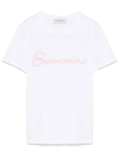 Ermanno Firenze Logo-embroidered T-shirt In White