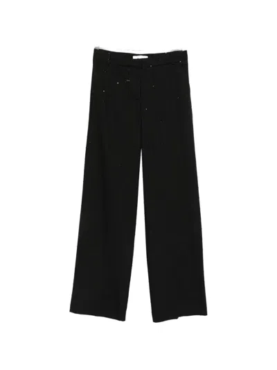 Ermanno Firenze Crystal-embellished Pinstripe Trousers In Black