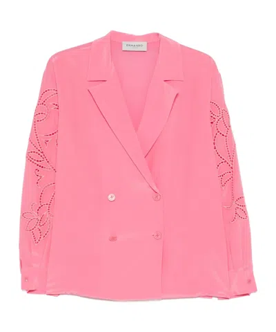 Ermanno Firenze Cutout Double-breasted Jacket In Pink