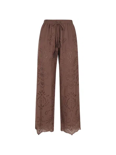 Ermanno Firenze Cut-out Tassel Trousers In Brown