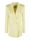 Ermanno Firenze Double-breasted Blazer With Notched Lapel And Padded Shoulders