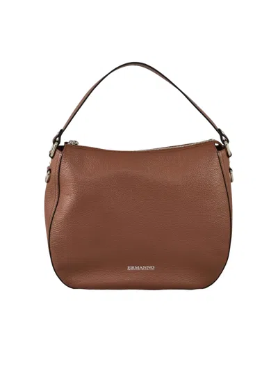 Ermanno Firenze Delizia Hobo Bag In Premium Brown Leather