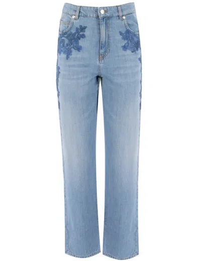 Ermanno Firenze Denim Jeans With Lace Embroidery