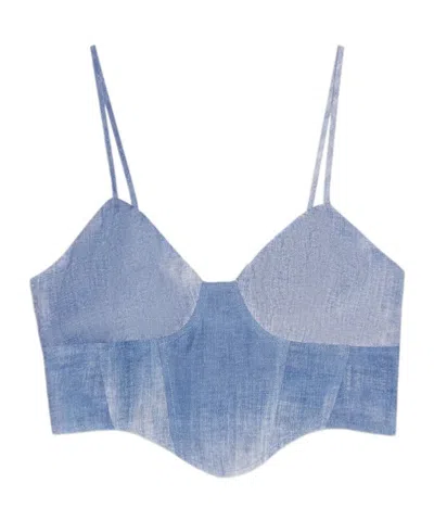 Ermanno Firenze Denim Print Top In Neutral