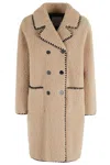 Ermanno Firenze Double-breasted Teddy Coat In Brown