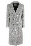 Ermanno Firenze Sequin-embellished Double-breasted Coat In Gray
