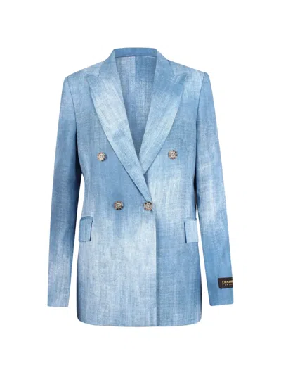 Ermanno Firenze Double-breasted Suit Jacket In Blue