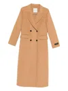 Ermanno Firenze Double-breasted Coat In Brown