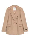 Ermanno Firenze Double-breasted Striped Blazer In Brown