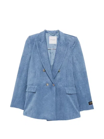 Ermanno Firenze Double-breasted Corduroy Jacket In Blue