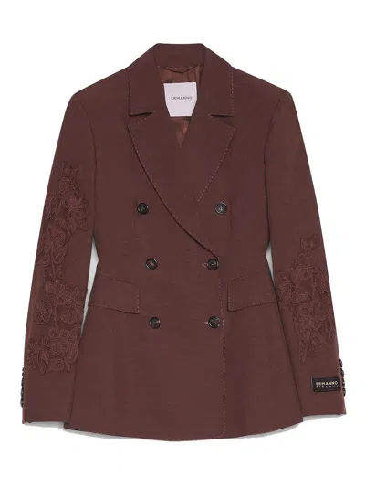Ermanno Firenze Double-breasted Jacket With Embroidery In Black