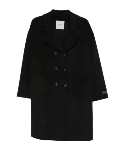 Ermanno Firenze Double-breasted Long-sleeved Coat In Black