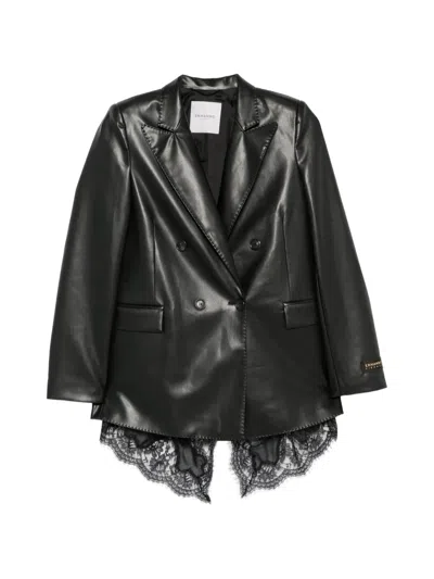 Ermanno Firenze Double-breasted Peak-lapel Blazer In Black