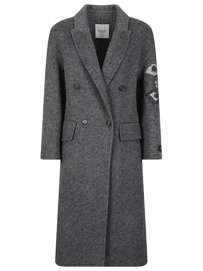 Ermanno Firenze Double-breasted Tailored Wool-blend Coat In Gray