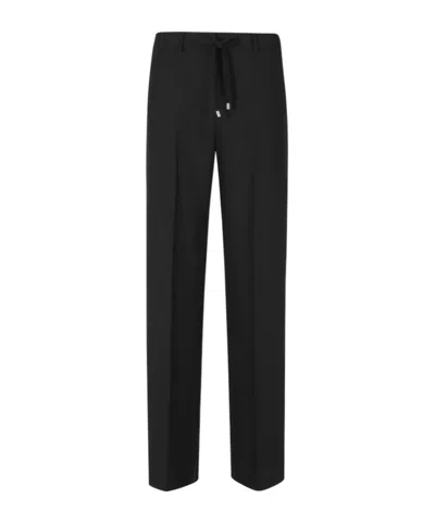 Ermanno Firenze Drawstring Straight-leg Trousers In Black