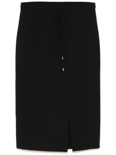 Ermanno Firenze Drawstring Midi Skirt In Black