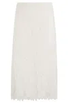 Ermanno Firenze Bead-embellished Lace Midi Skirt In White