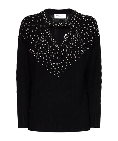 Ermanno Firenze Embellished Cable-knit Sweater In Black