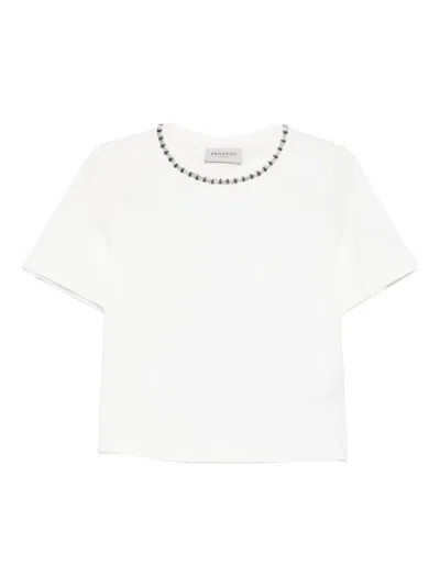 Ermanno Firenze Embellished Crewneck T-shirt In White