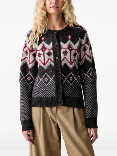 Ermanno Firenze Embellished Fair Isle Cardigan In 그레이