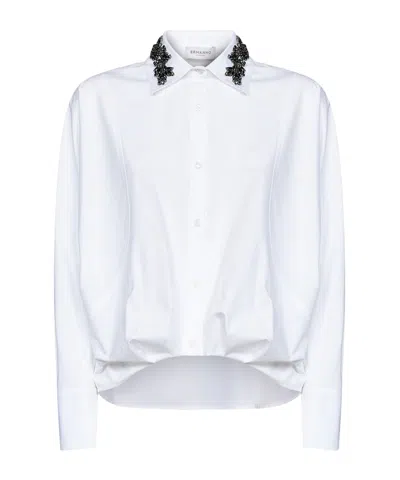 Ermanno Firenze Embellished-collar Long-sleeve Shirt In White