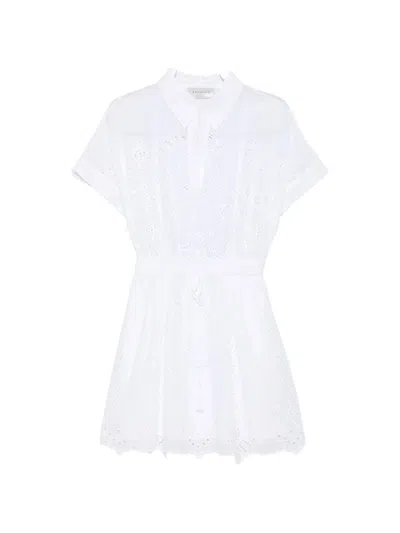Ermanno Firenze Embroidered Cotton Shirtdress In White