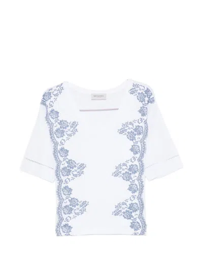 Ermanno Firenze Embroidered Cotton T Shirt In Multi