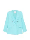 Ermanno Firenze Embroidered Double-breasted Blazer In Blue