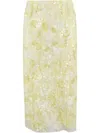 Ermanno Firenze Longuette Skirt In Floral Sequin Embroidered Tulle In Yellow