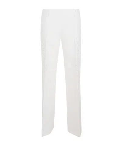 Ermanno Firenze Embroidered Straight-leg Pants In White