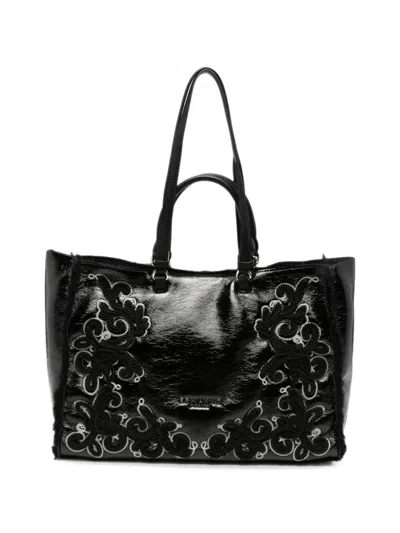 Ermanno Firenze Embroidered Tote Bag In Black
