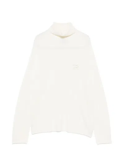 Ermanno Firenze Embroidered-logo Roll-neck Sweater In White