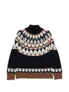 Ermanno Firenze Geometric Pattern Knitted Wool Turtleneck Sweater In Multi