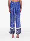 Ermanno Firenze Flora-printedl Belt Trousers In Blue