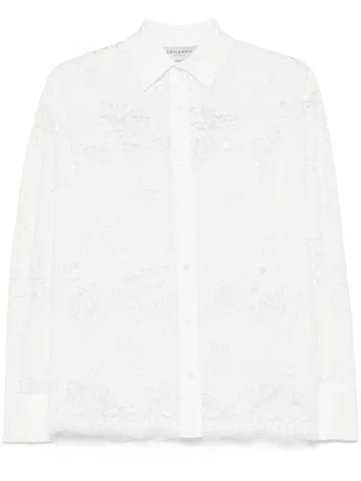 Ermanno Firenze Floral-embroidered Blouse In White