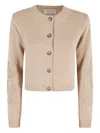Ermanno Firenze Floral-embroidered Button Cardigan In Neutral