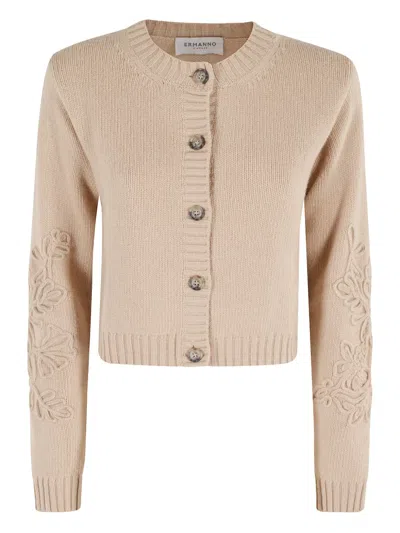 ERMANNO FIRENZE FLORAL-EMBROIDERED BUTTON CARDIGAN