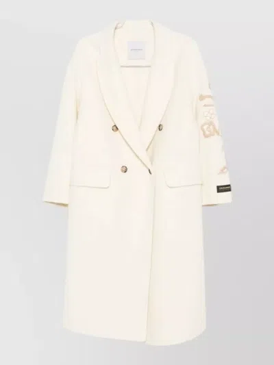 Ermanno Firenze Floral Embroidered Double-breasted Fitted Jacket In Neutral
